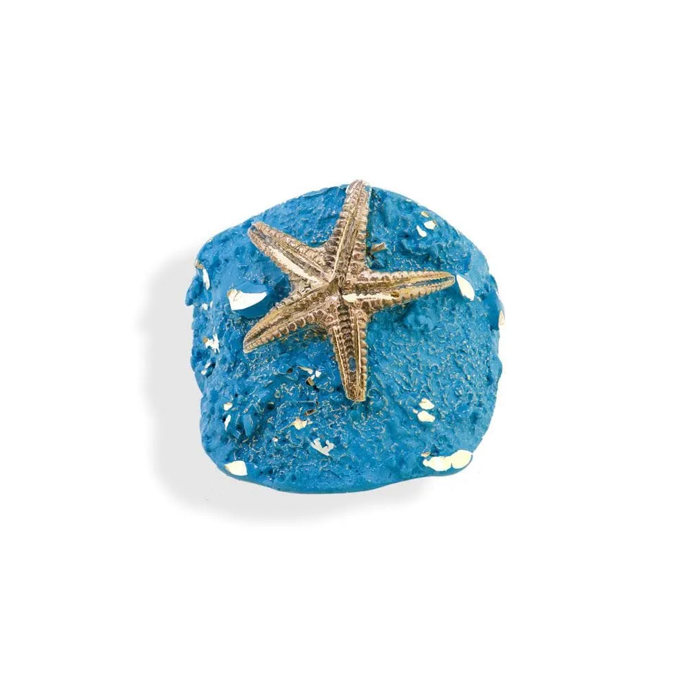 Handmade Bronze Turquoise Shimmering Starfish Silver Ring