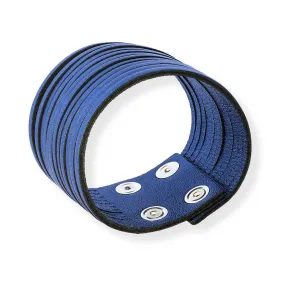 Handmade Leather Bracelet Sparkling Navy Blue Fringes