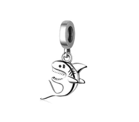 Happy Shark Charm 925 Sterling Silver