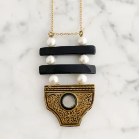 HAYES vintage brass buckle necklace