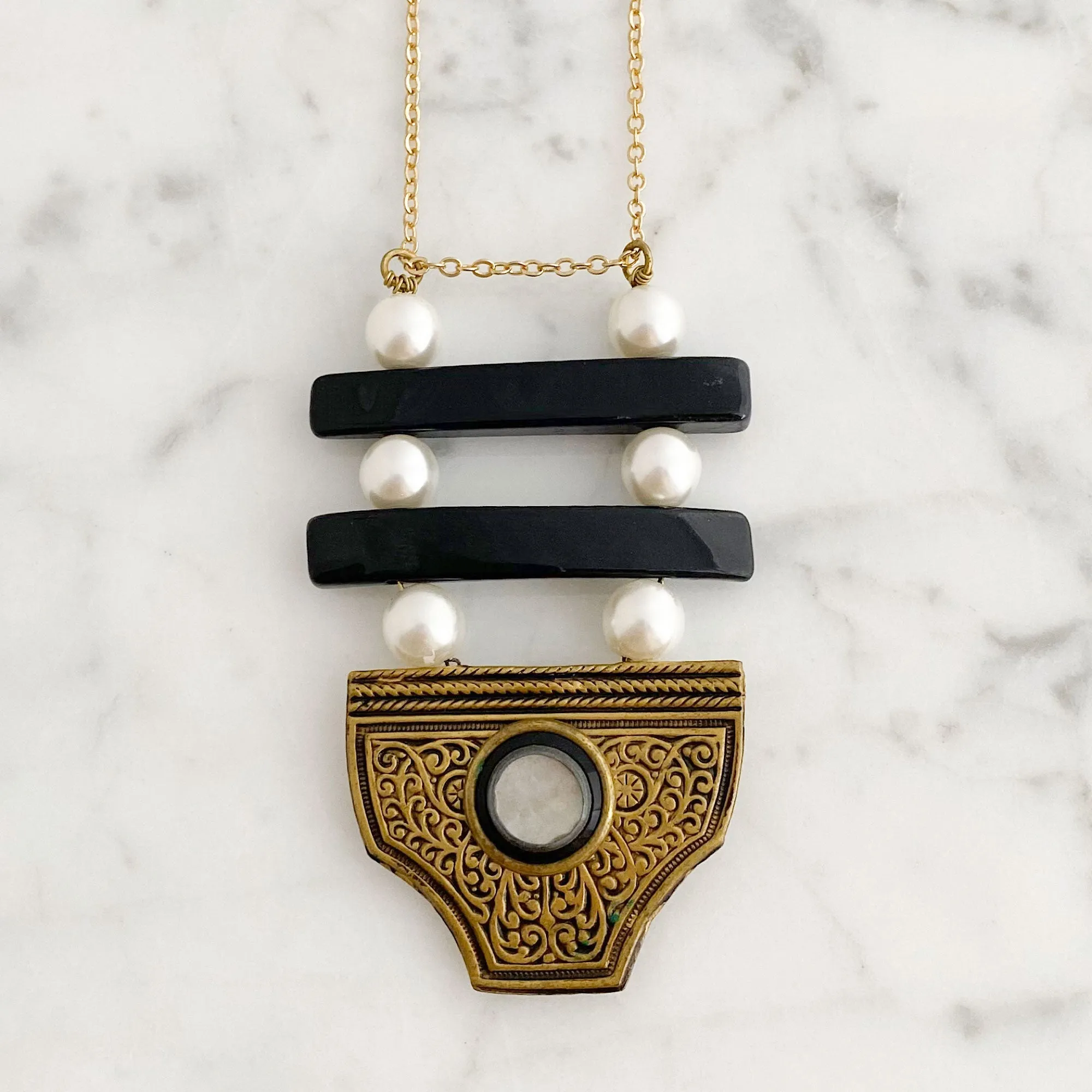 HAYES vintage brass buckle necklace