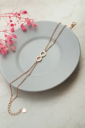 Infinity Connection Rose Gold Plated Sterling Silver Chain Bracelet