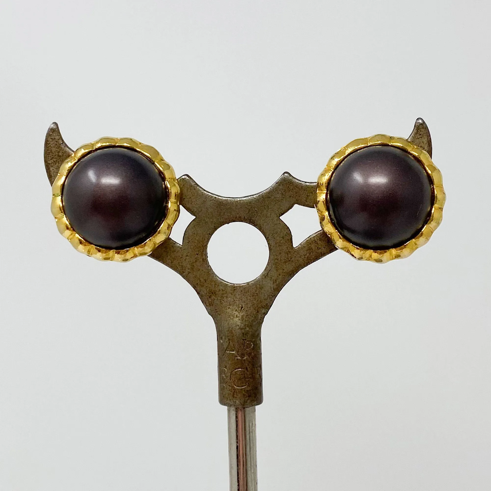 IVERSON vintage dark aubergine clip earrings