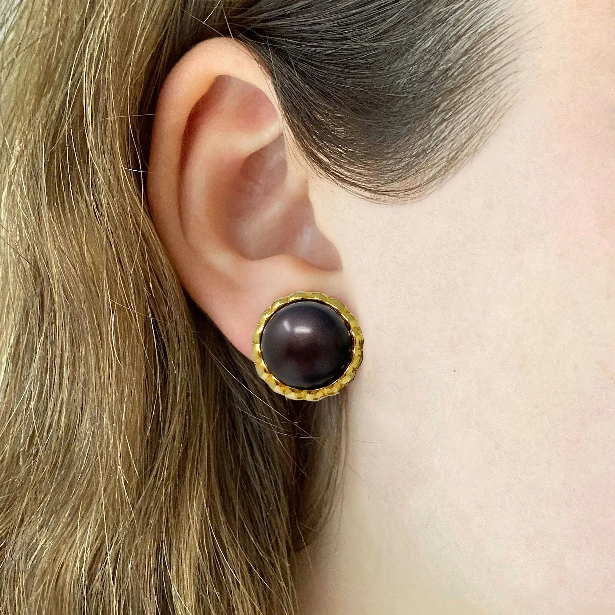 IVERSON vintage dark aubergine clip earrings