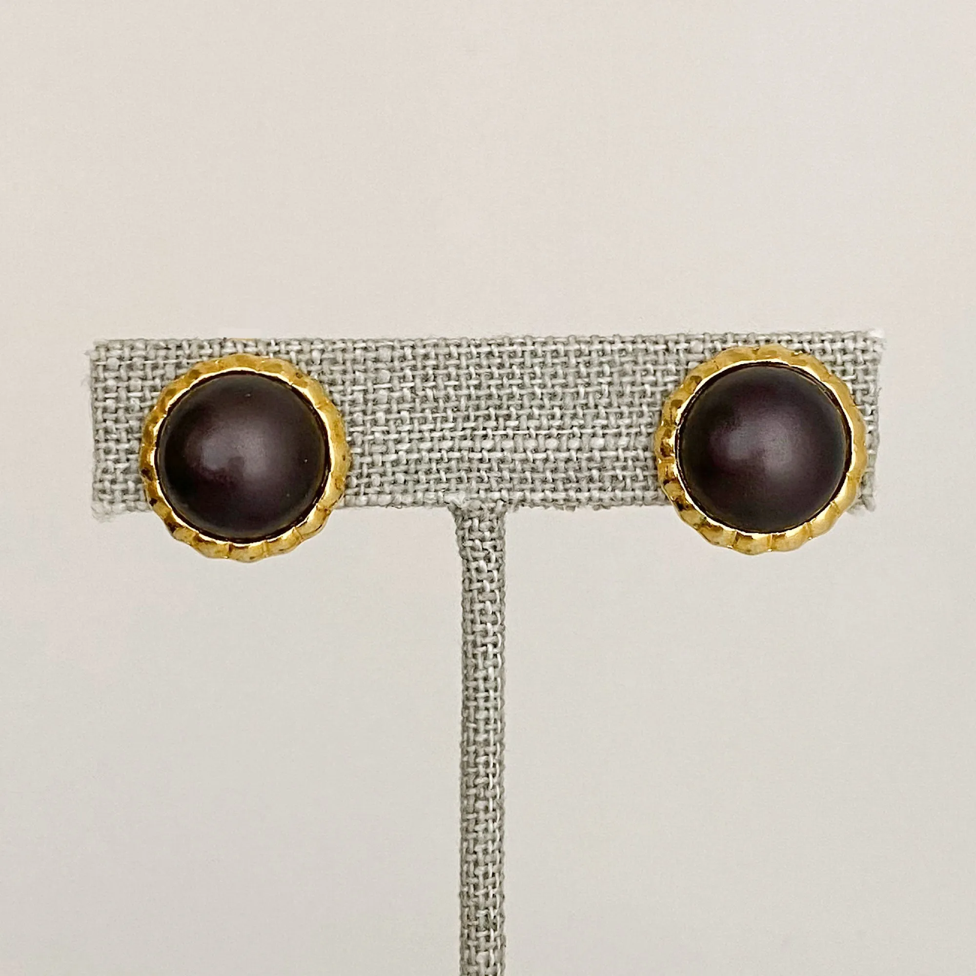 IVERSON vintage dark aubergine clip earrings