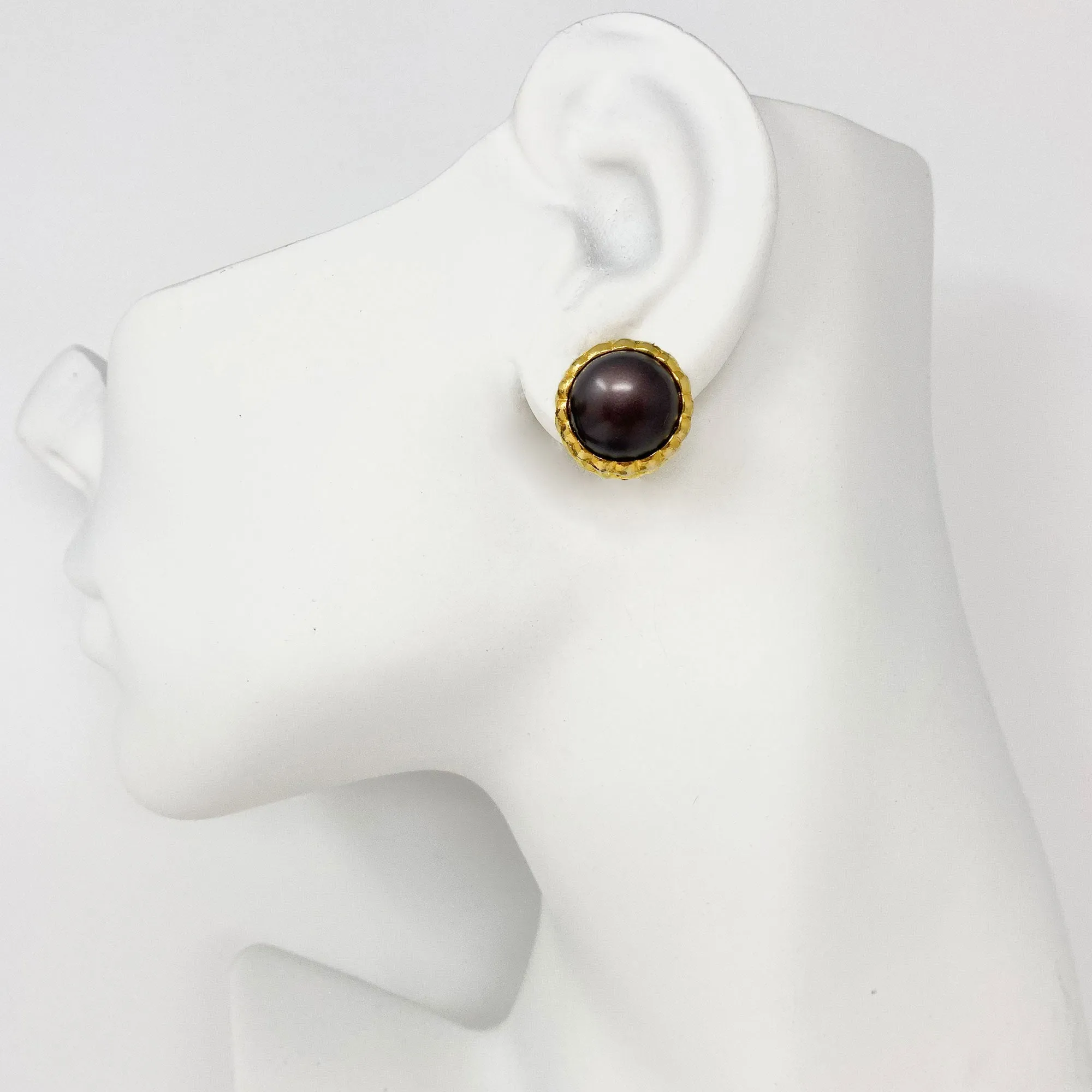 IVERSON vintage dark aubergine clip earrings