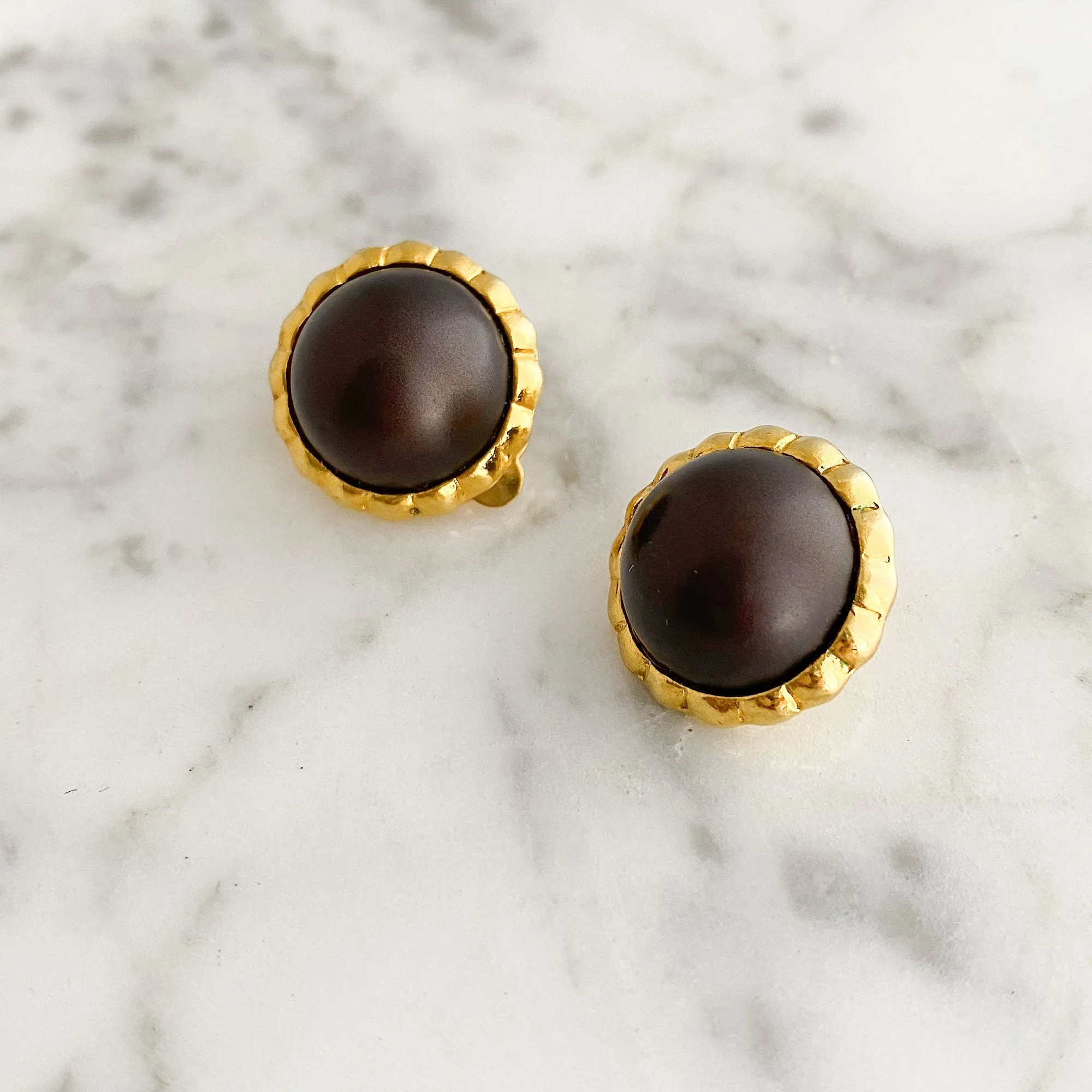 IVERSON vintage dark aubergine clip earrings