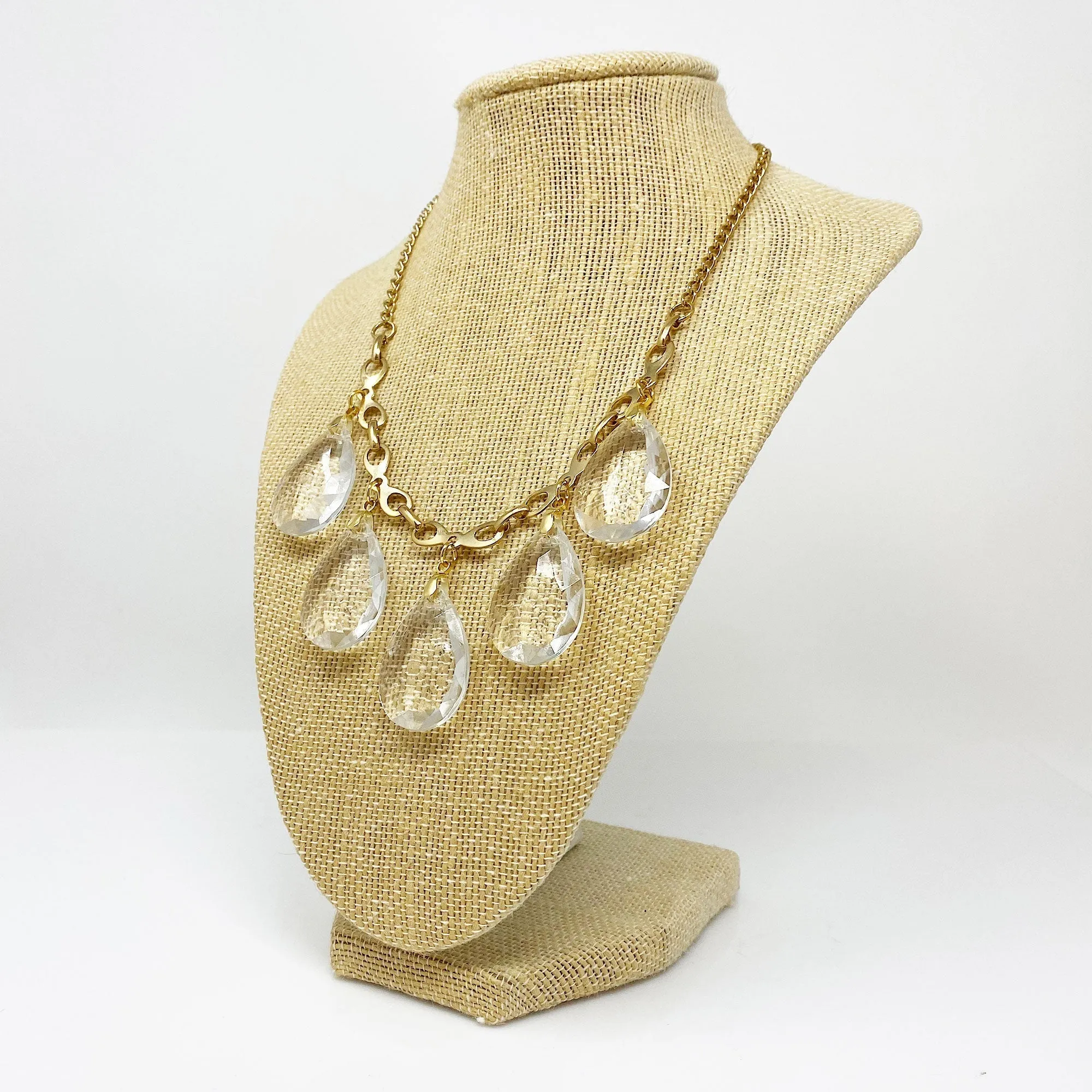 JAQUEN clear crystal and gold necklace