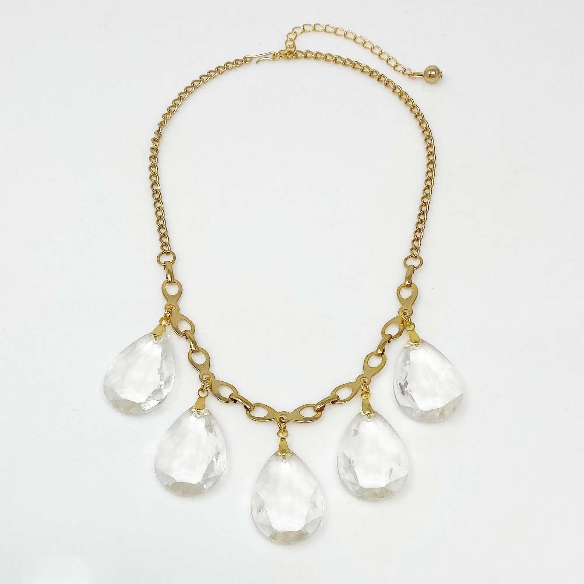 JAQUEN clear crystal and gold necklace