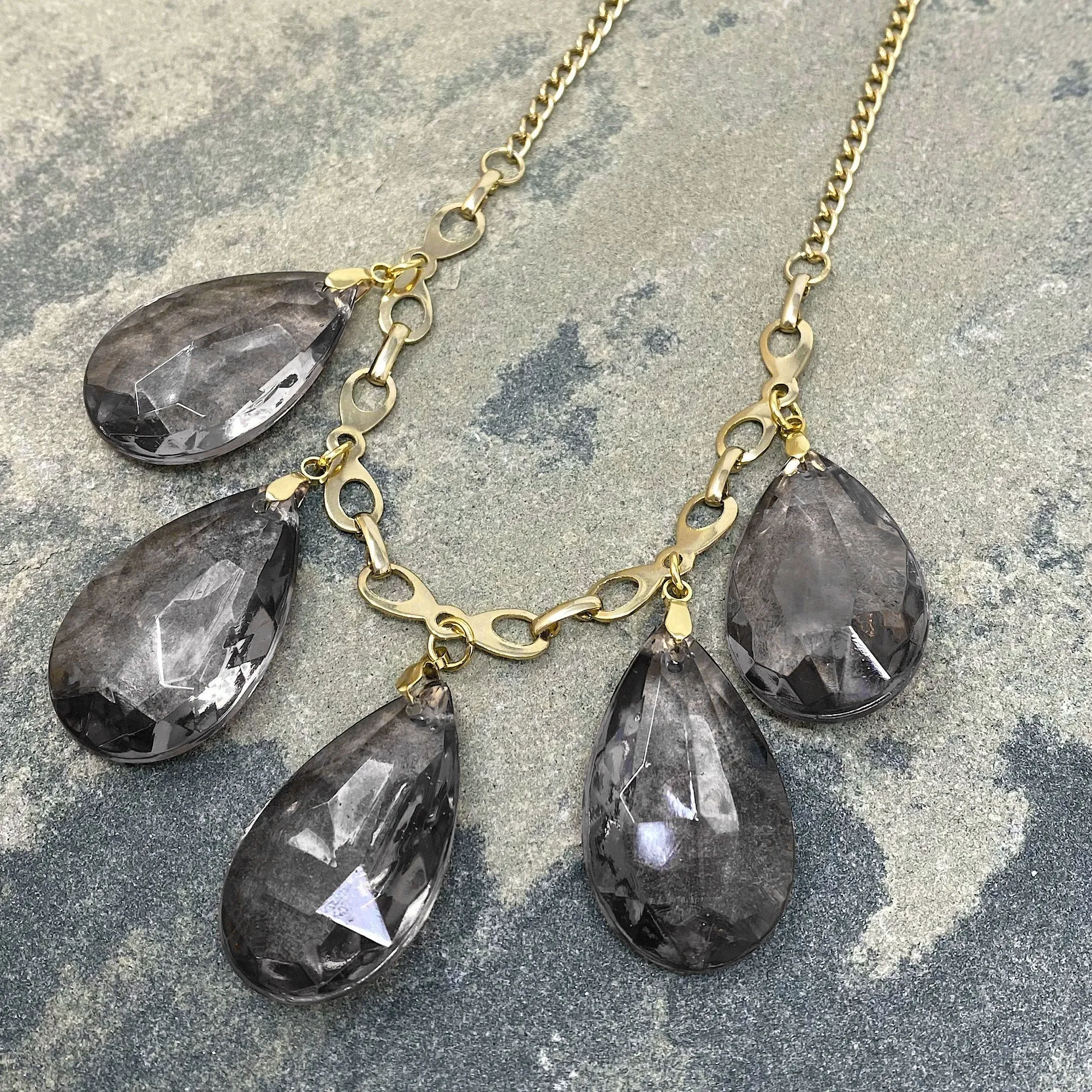 JAQUEN smokey quartz crystal and gold necklace