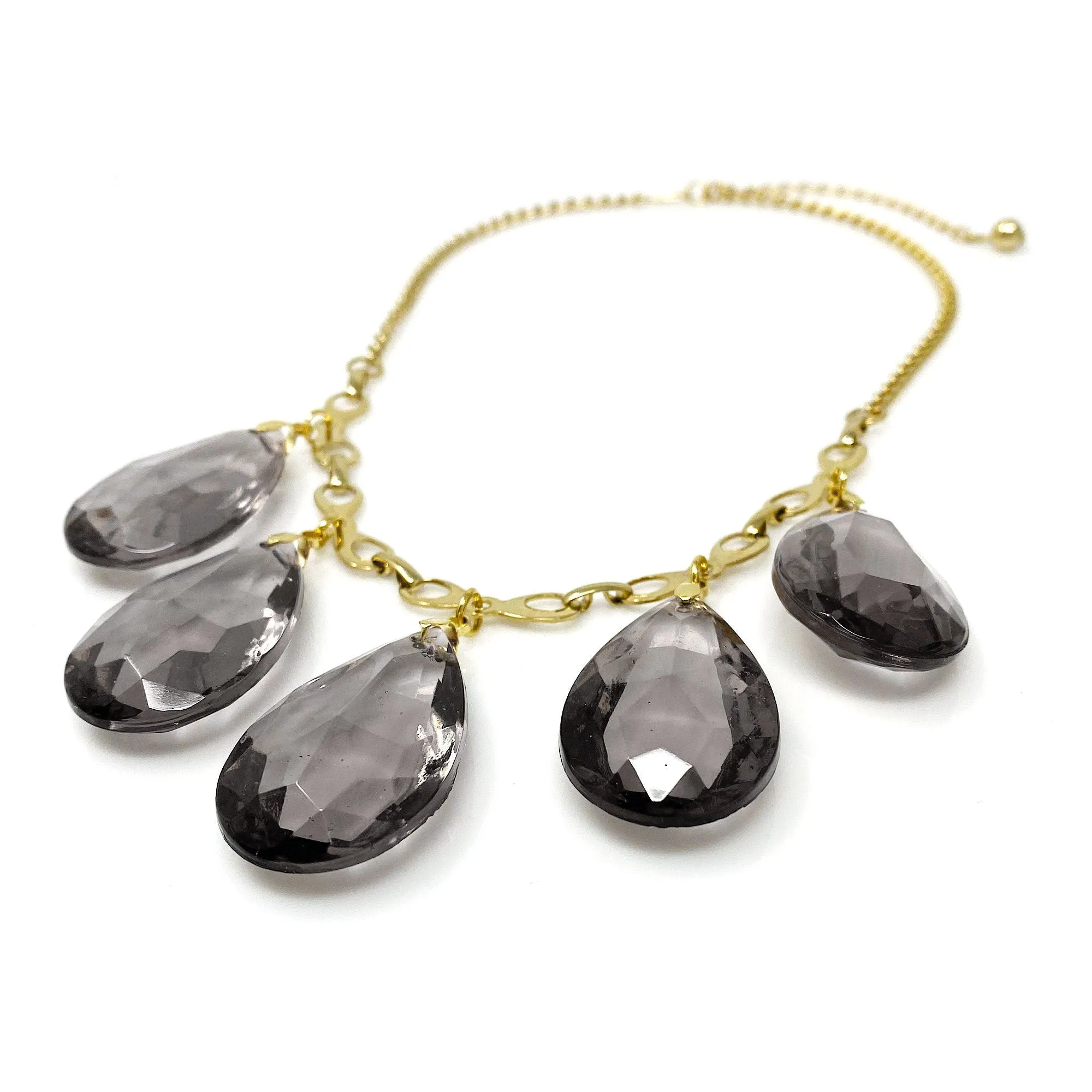 JAQUEN smokey quartz crystal and gold necklace