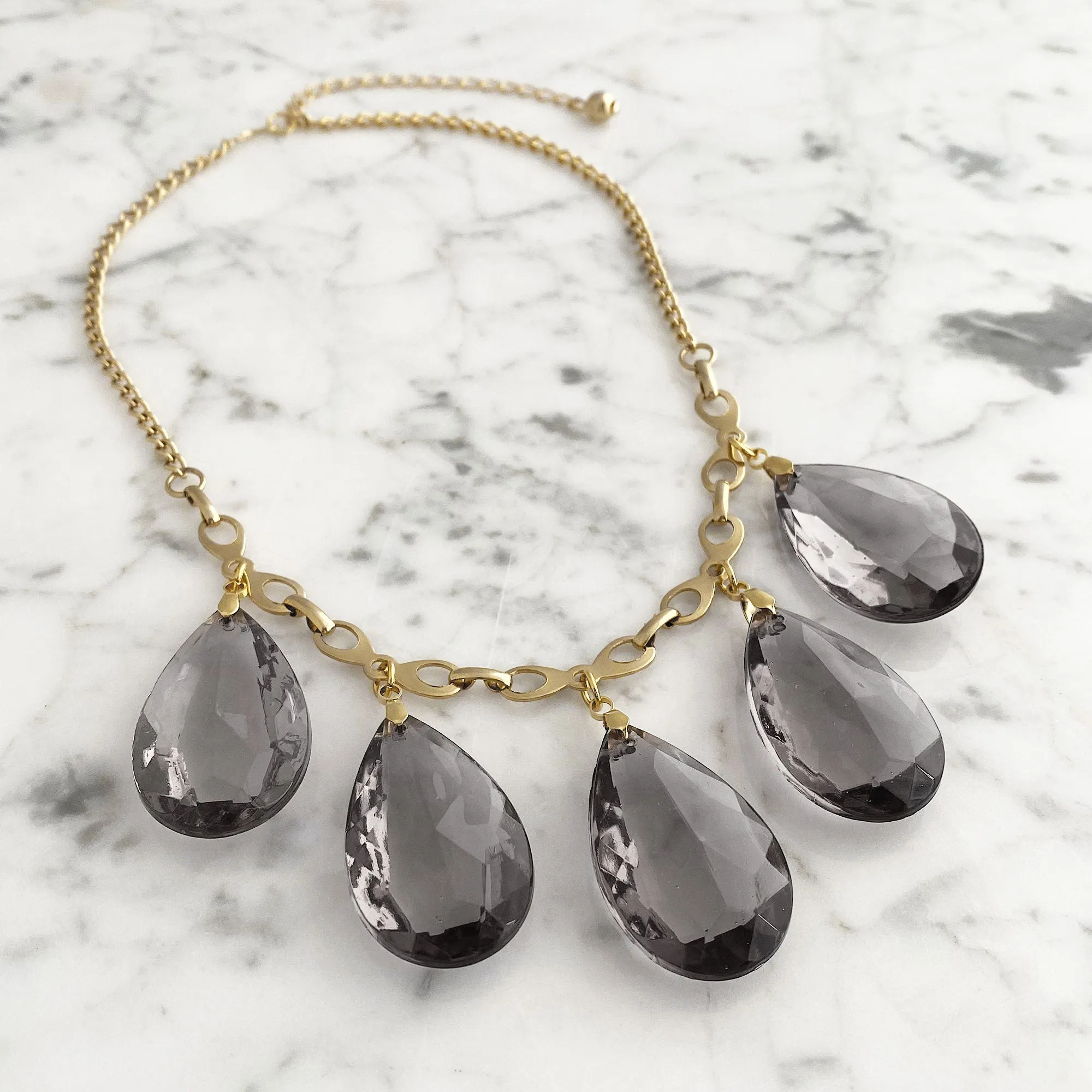 JAQUEN smokey quartz crystal and gold necklace