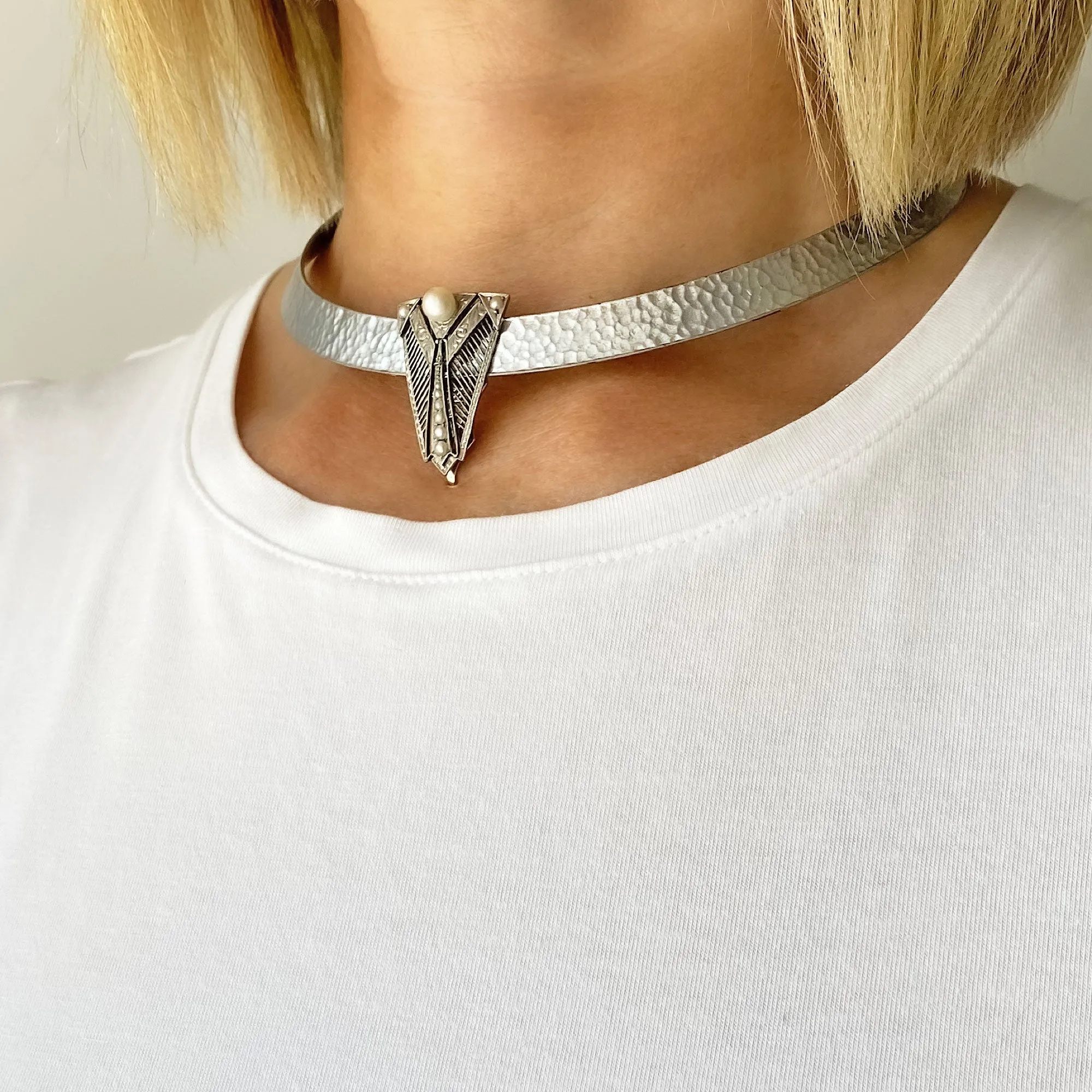 JULES silver Art Deco collar necklace