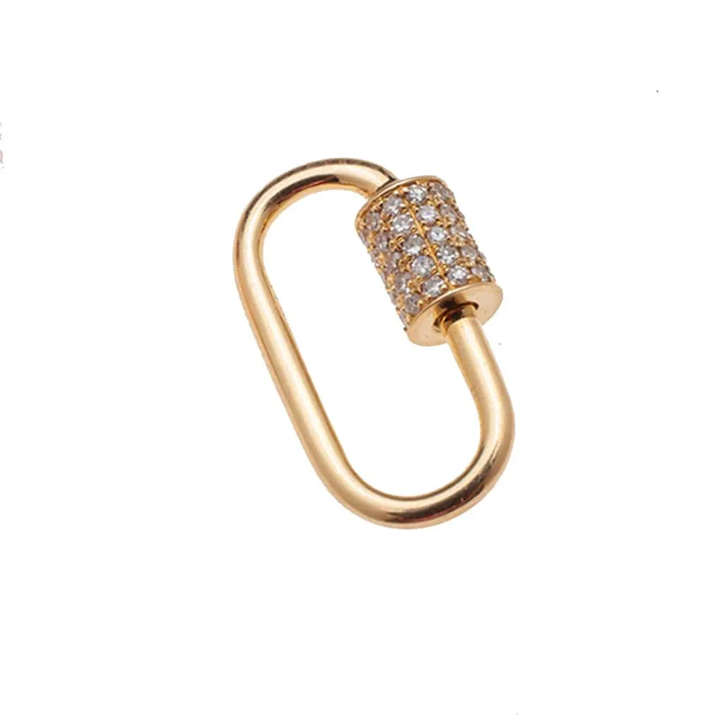 Large Gold Carabiner Charm Enhancer with DIamonds