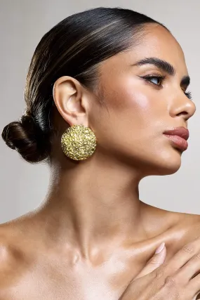 Libra | Gold Textured Disc Earrings