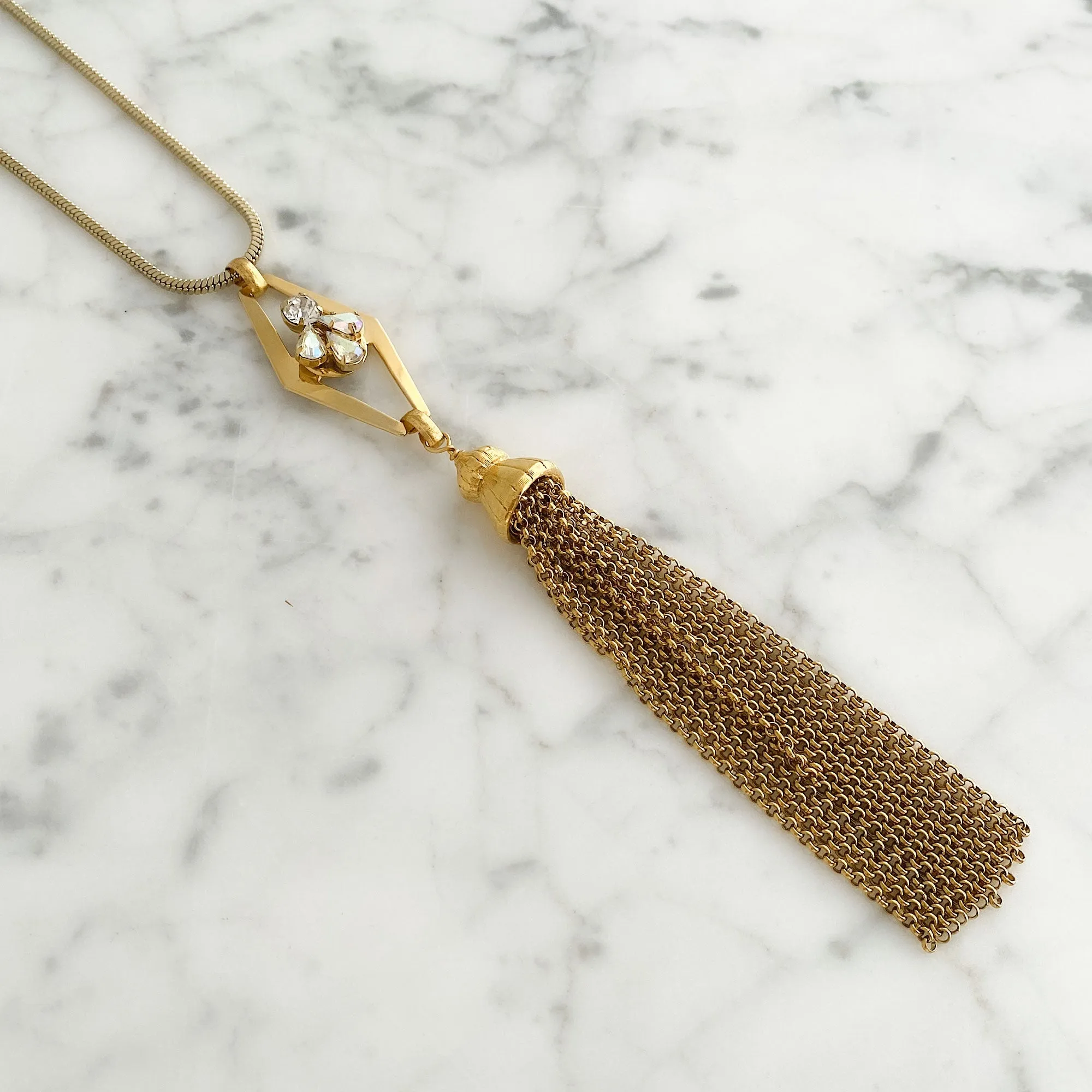 LILY statement gold tassel necklace