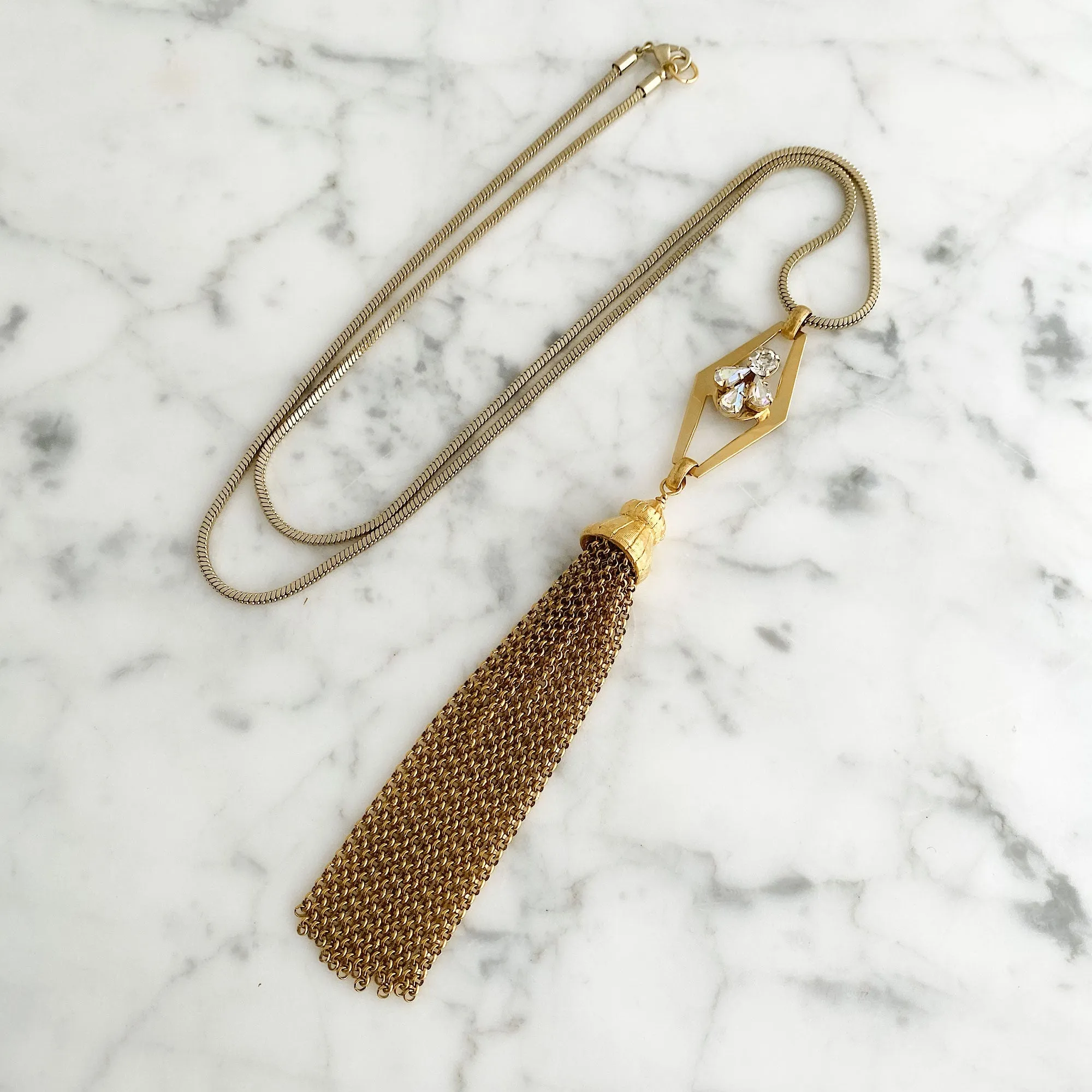 LILY statement gold tassel necklace