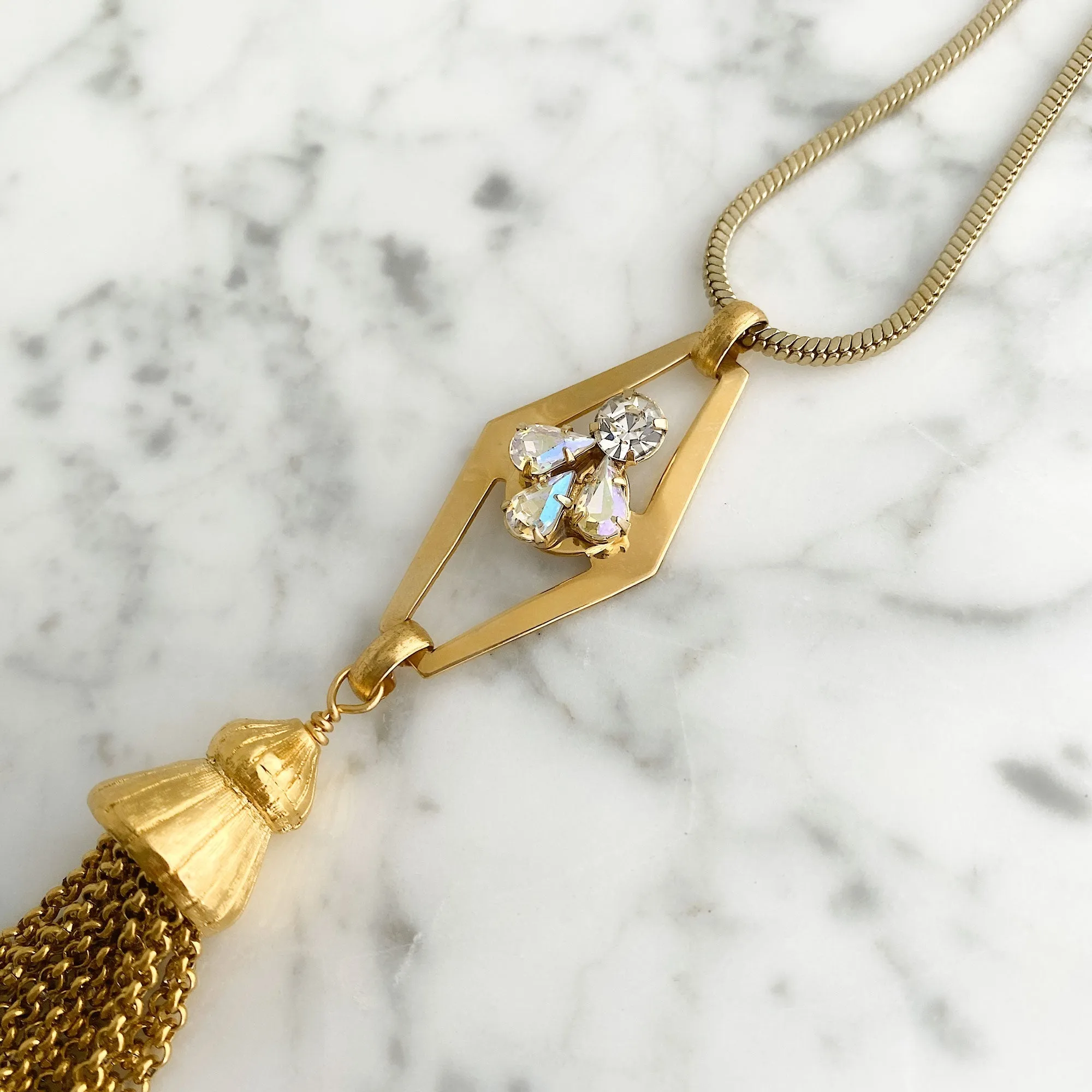 LILY statement gold tassel necklace