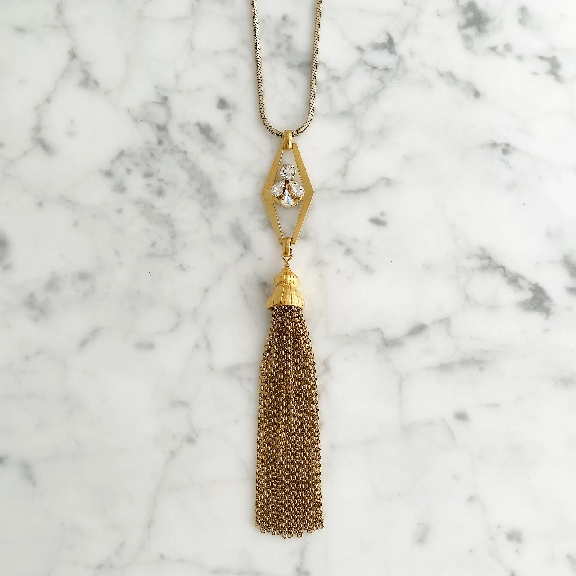 LILY statement gold tassel necklace