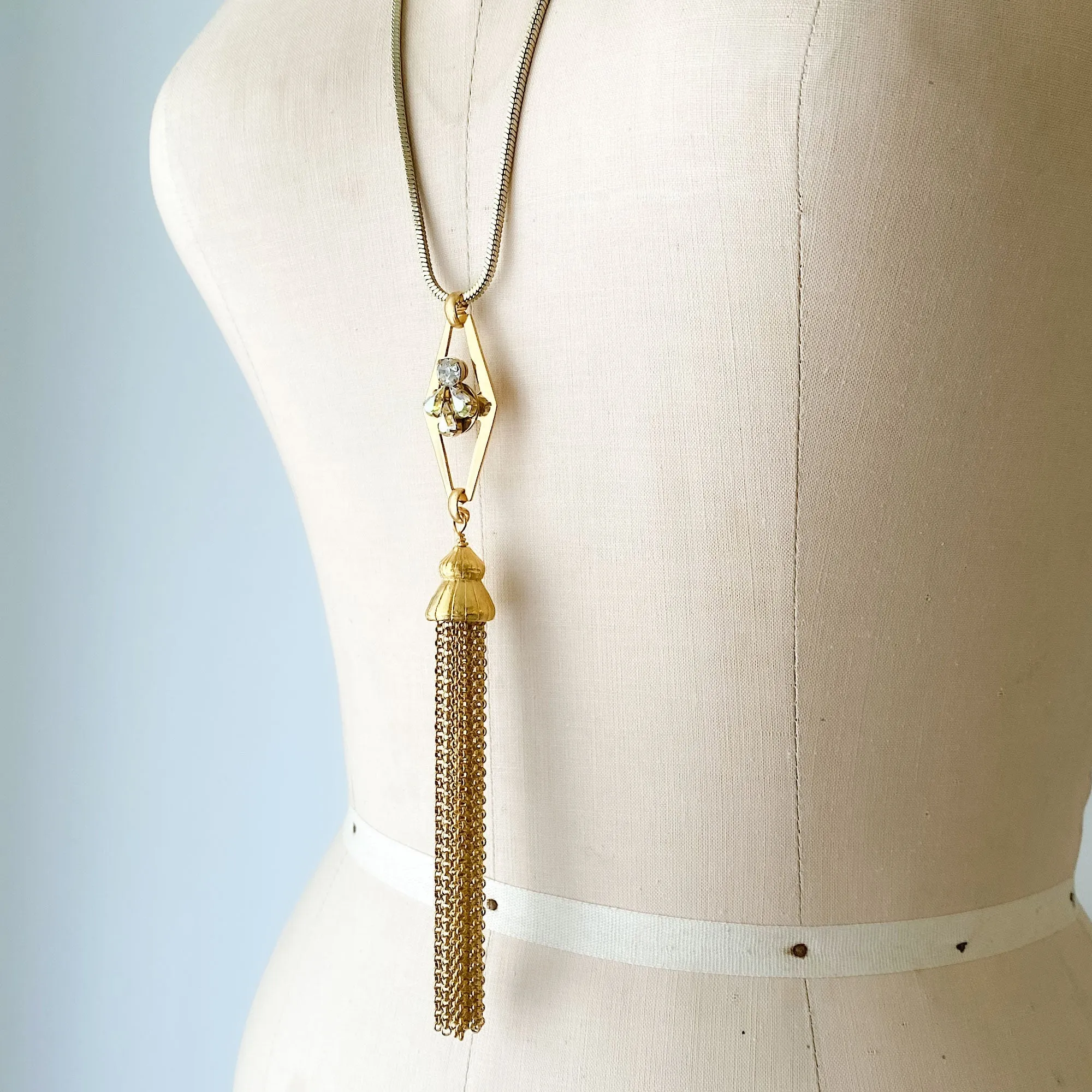 LILY statement gold tassel necklace