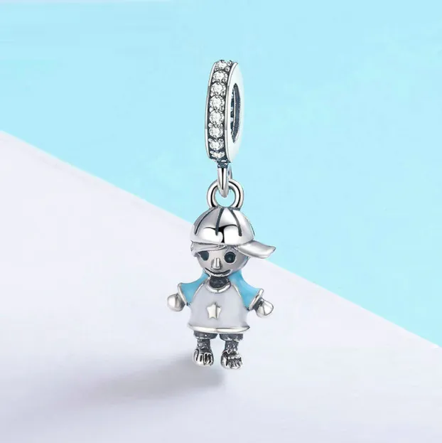 Little Boy Enamel Charm 925 Sterling Silver