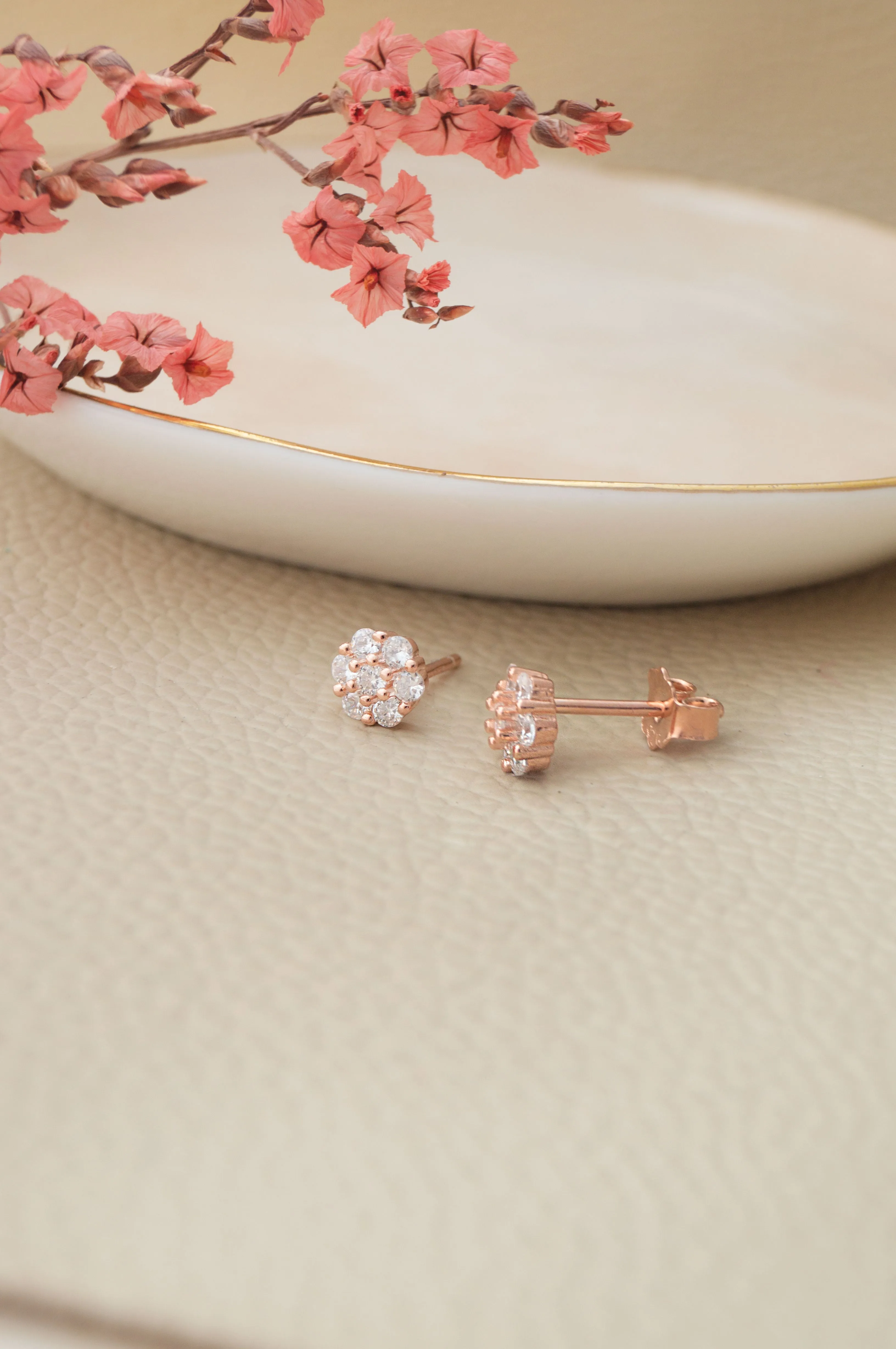 Little Sparkle Cluster Rose Gold Plated Sterling Silver Pendant Set