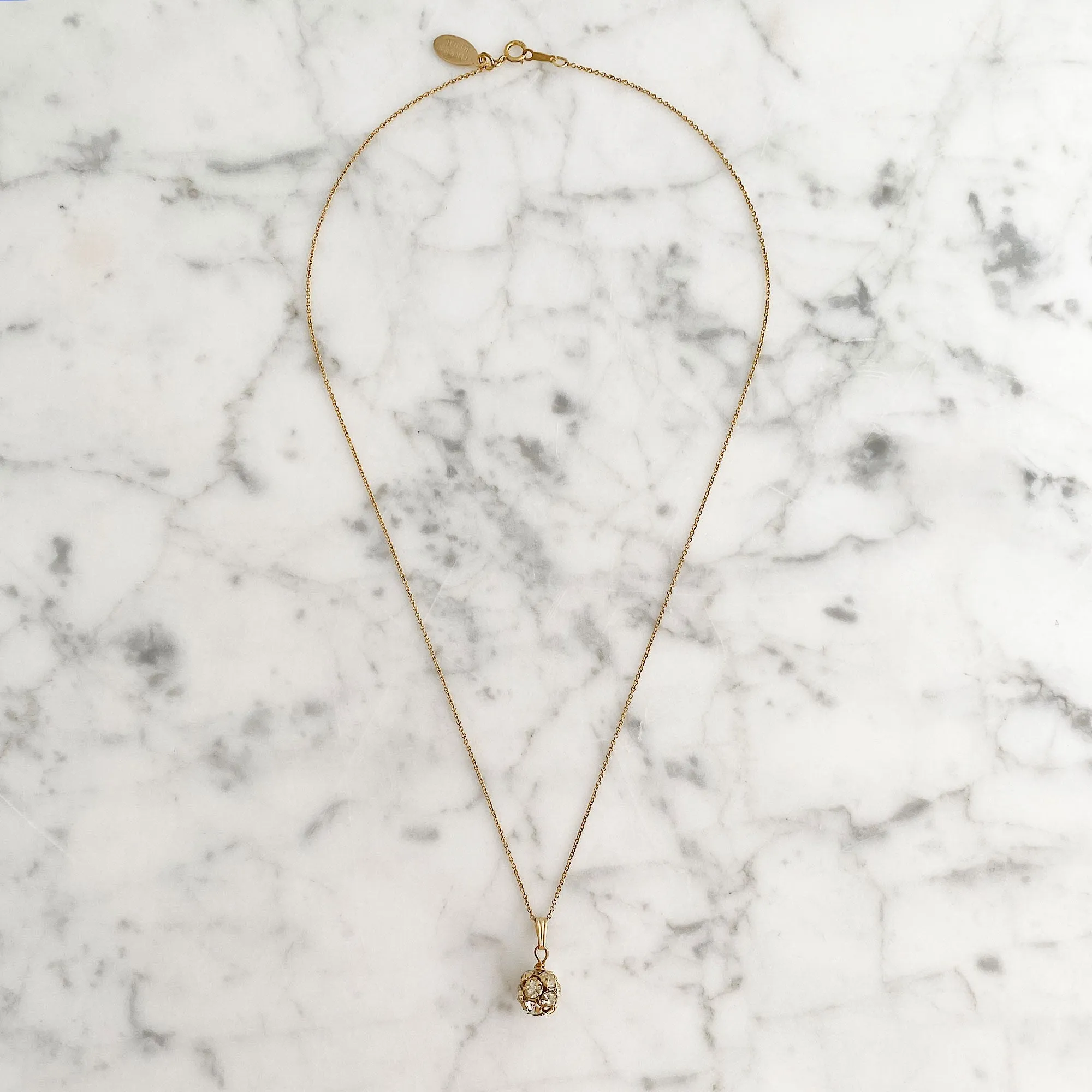 LOLA gold rhinestone ball necklace