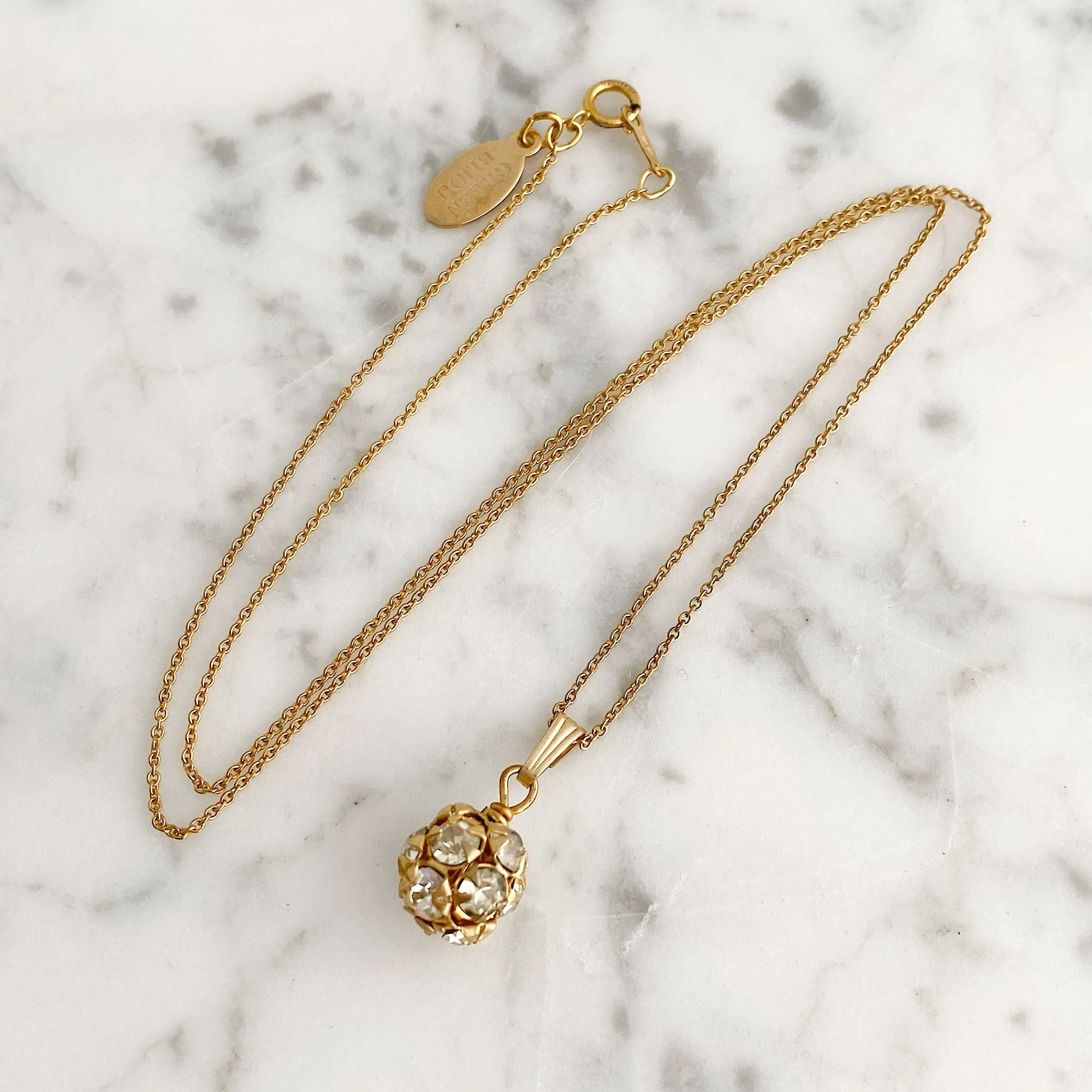 LOLA gold rhinestone ball necklace