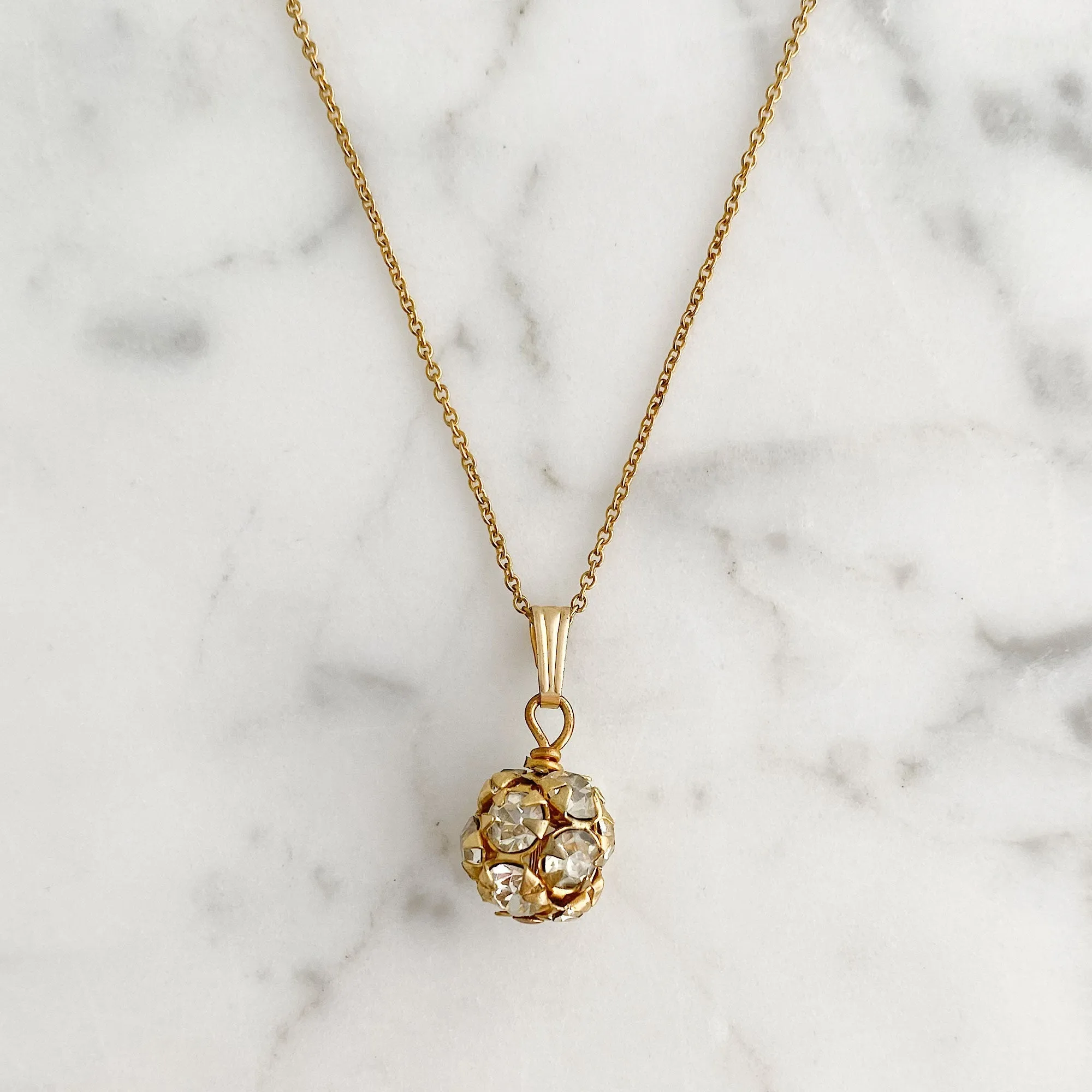 LOLA gold rhinestone ball necklace