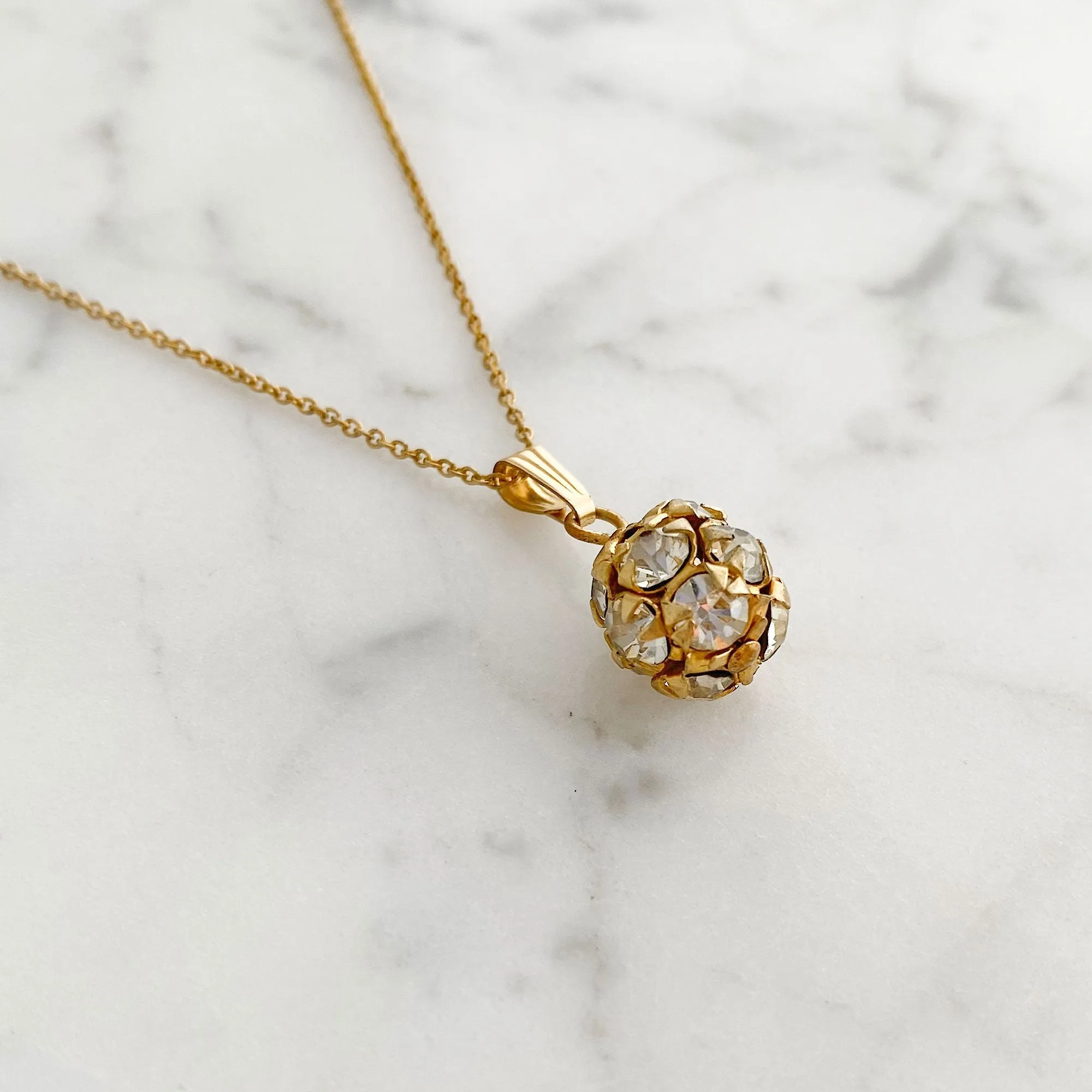 LOLA gold rhinestone ball necklace