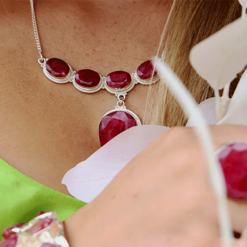 Luxe Ruby Quartz Gemstone Necklace