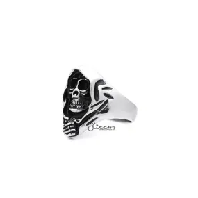 Men's Antiqued Stainless Steel Grimm Ripper Skeleton Skull Casting Rings