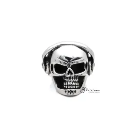 Men's Stainless Steel Skull Head with Headphone Casting Rings