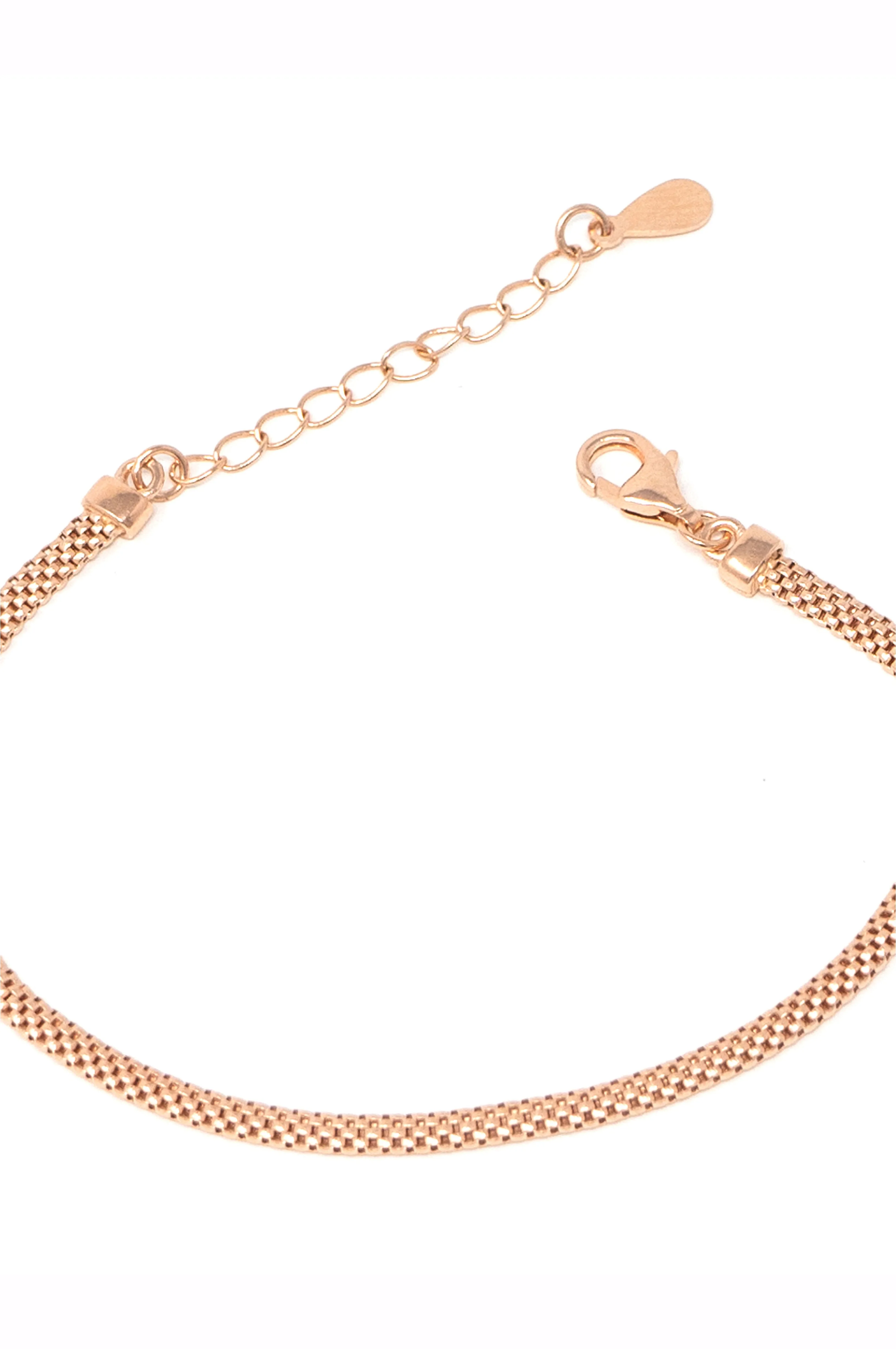 Mesh Chain Classic Rose Gold Plated Sterling Silver Chain Bracelet