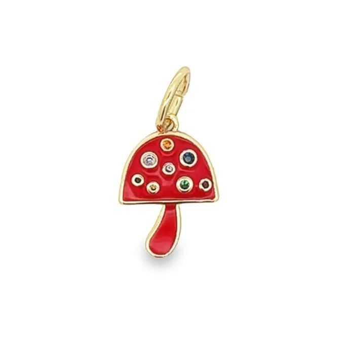 Mini Enamel Mushroom Charm