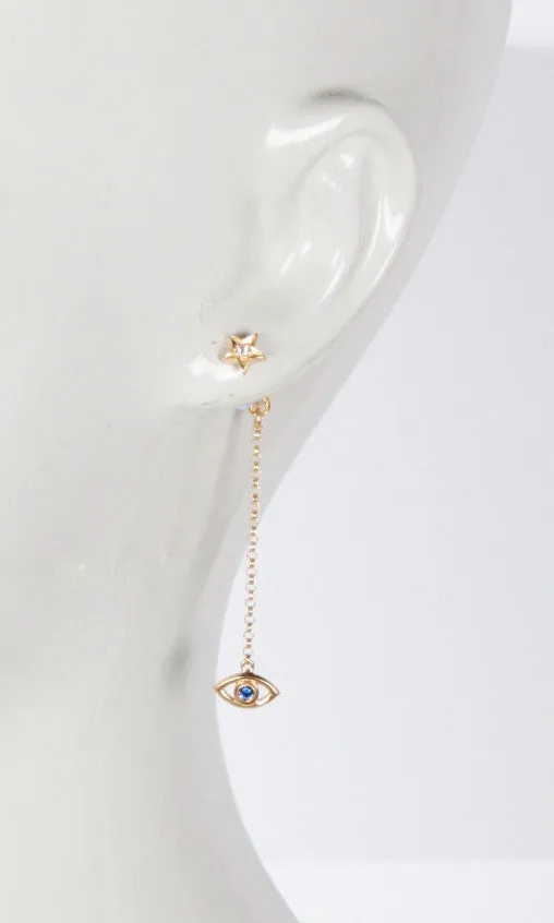 Mini Star Stud With Eye Charm (single)