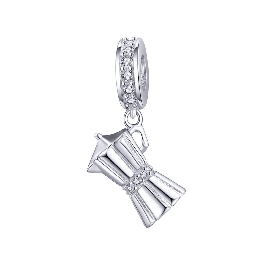 Moka Pot Coffee Maker Dangle Charm 925 Sterling Silver