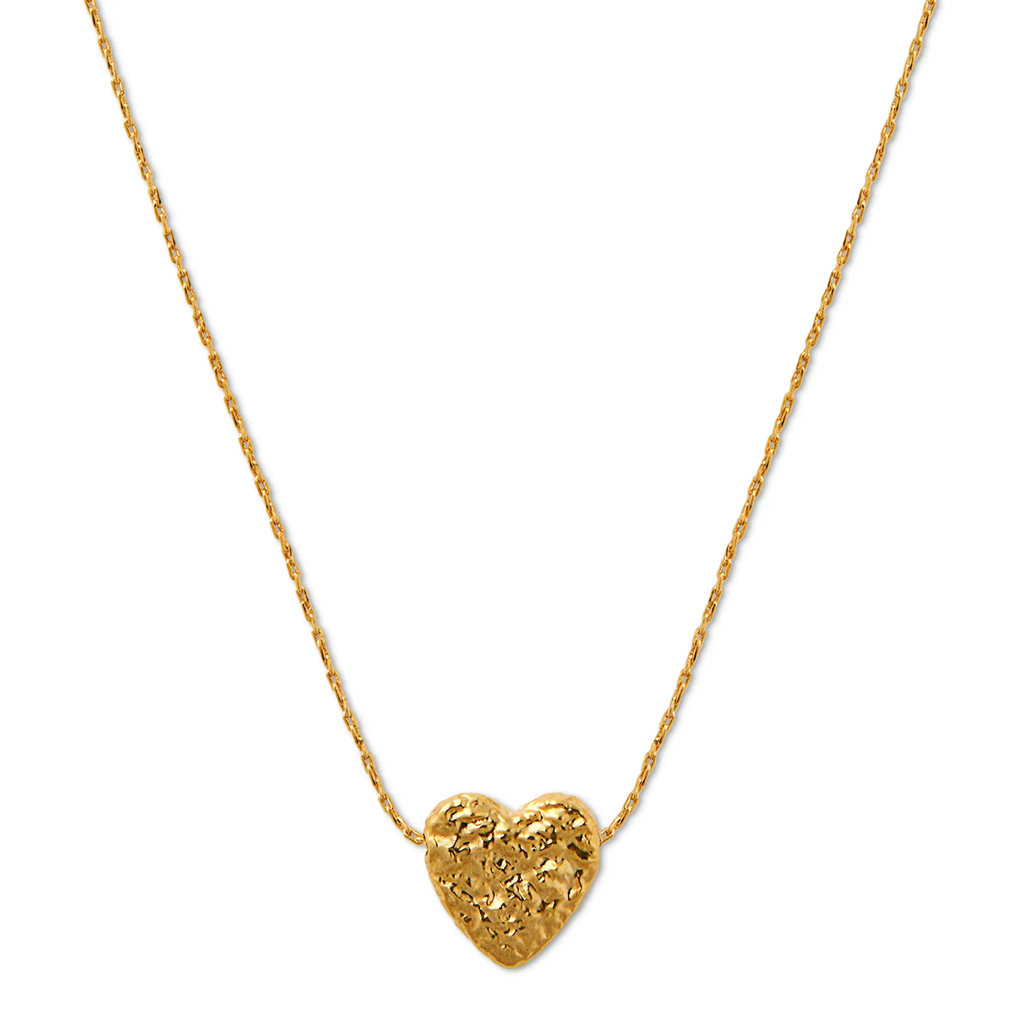 Molten Thread Through Heart Collar Necklace - Gold