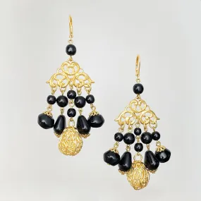 MONTROSE vintage gold and black chandelier earrings