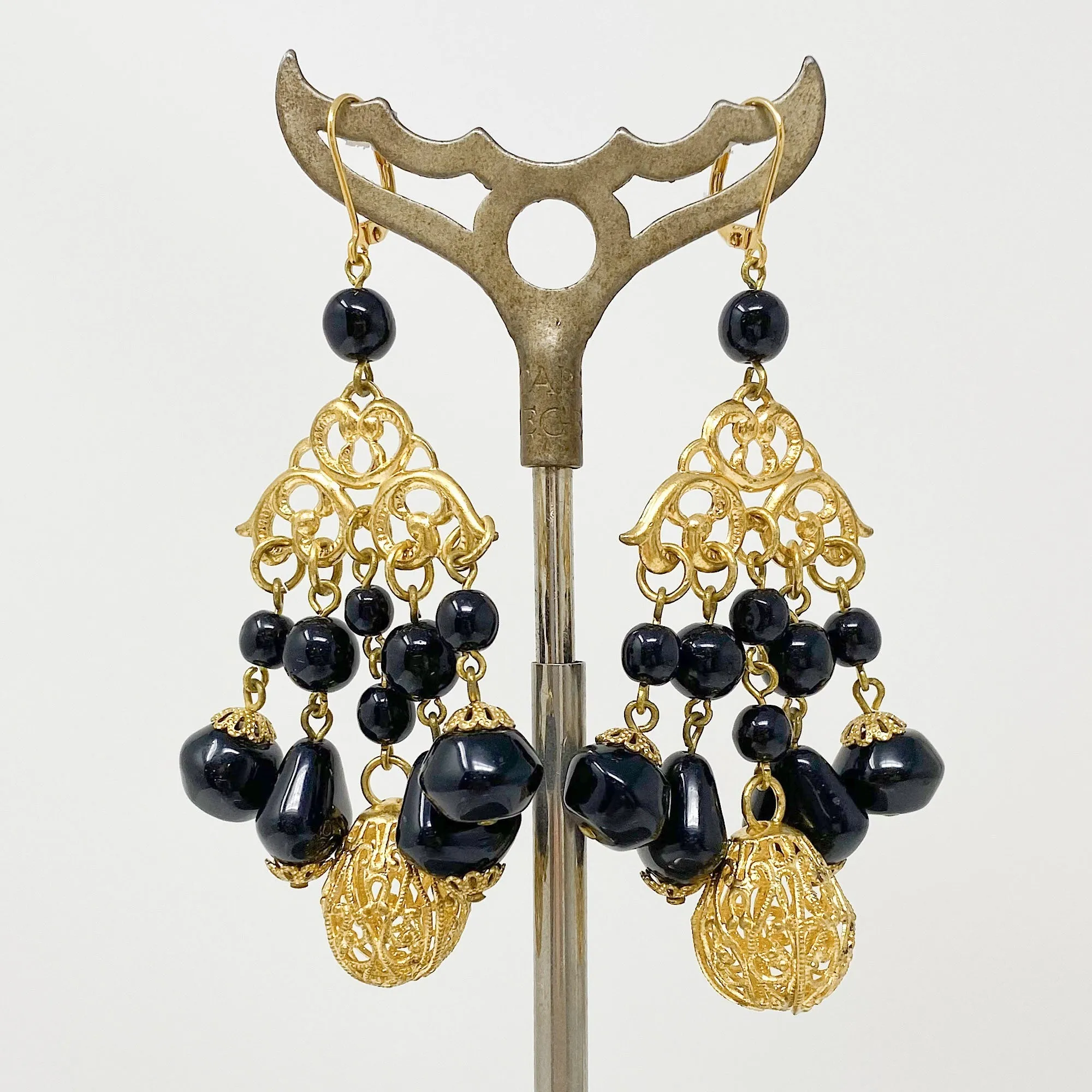 MONTROSE vintage gold and black chandelier earrings