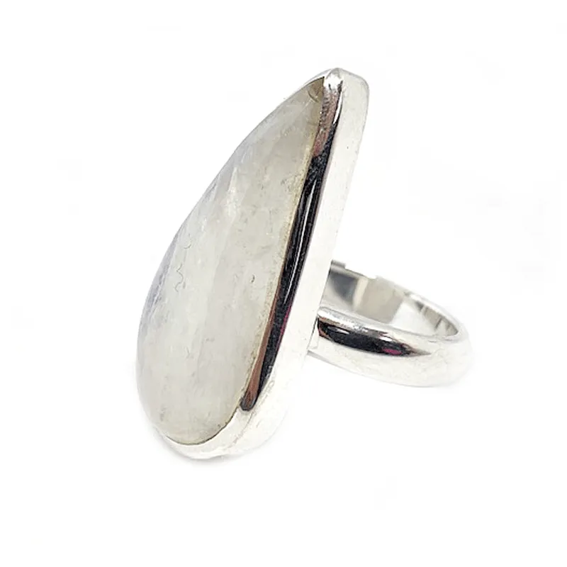 Moonstone Classic Teardrop Silver Ring