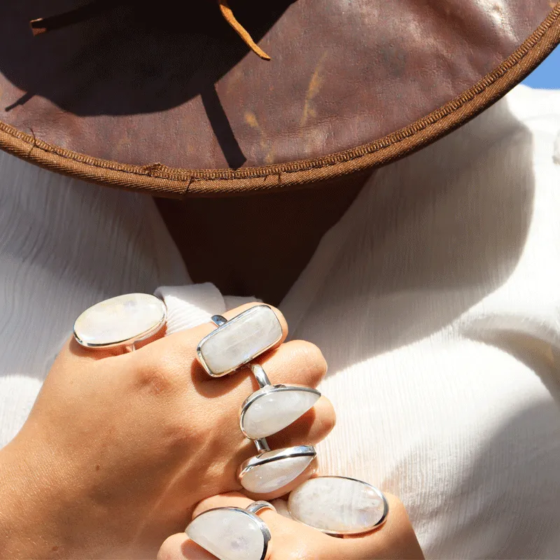 Moonstone Classic Teardrop Silver Ring