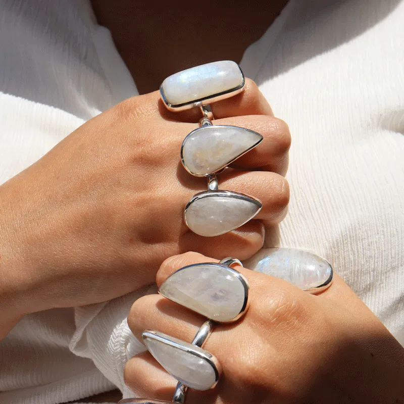 Moonstone Classic Teardrop Silver Ring