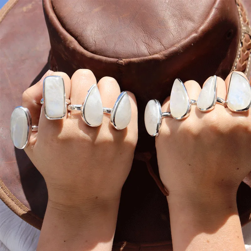 Moonstone Classic Teardrop Silver Ring