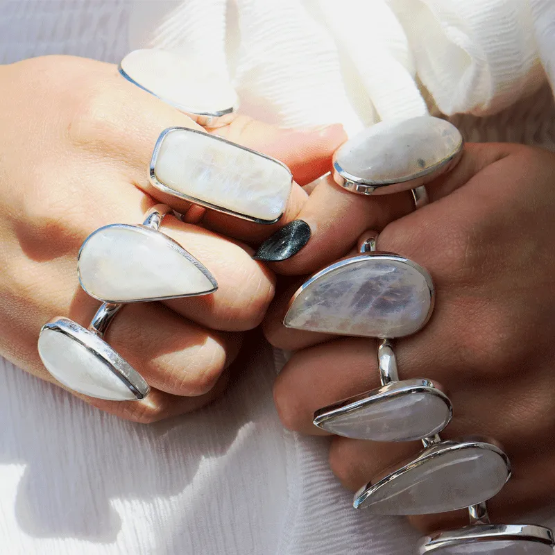 Moonstone Classic Teardrop Silver Ring