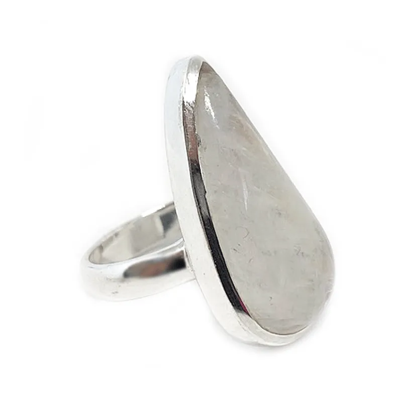 Moonstone Classic Teardrop Silver Ring