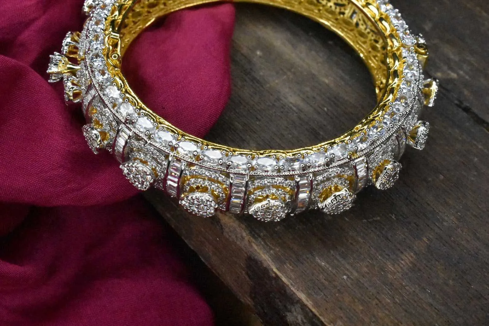 One Gram Gold Dazzling American Diamonds kada