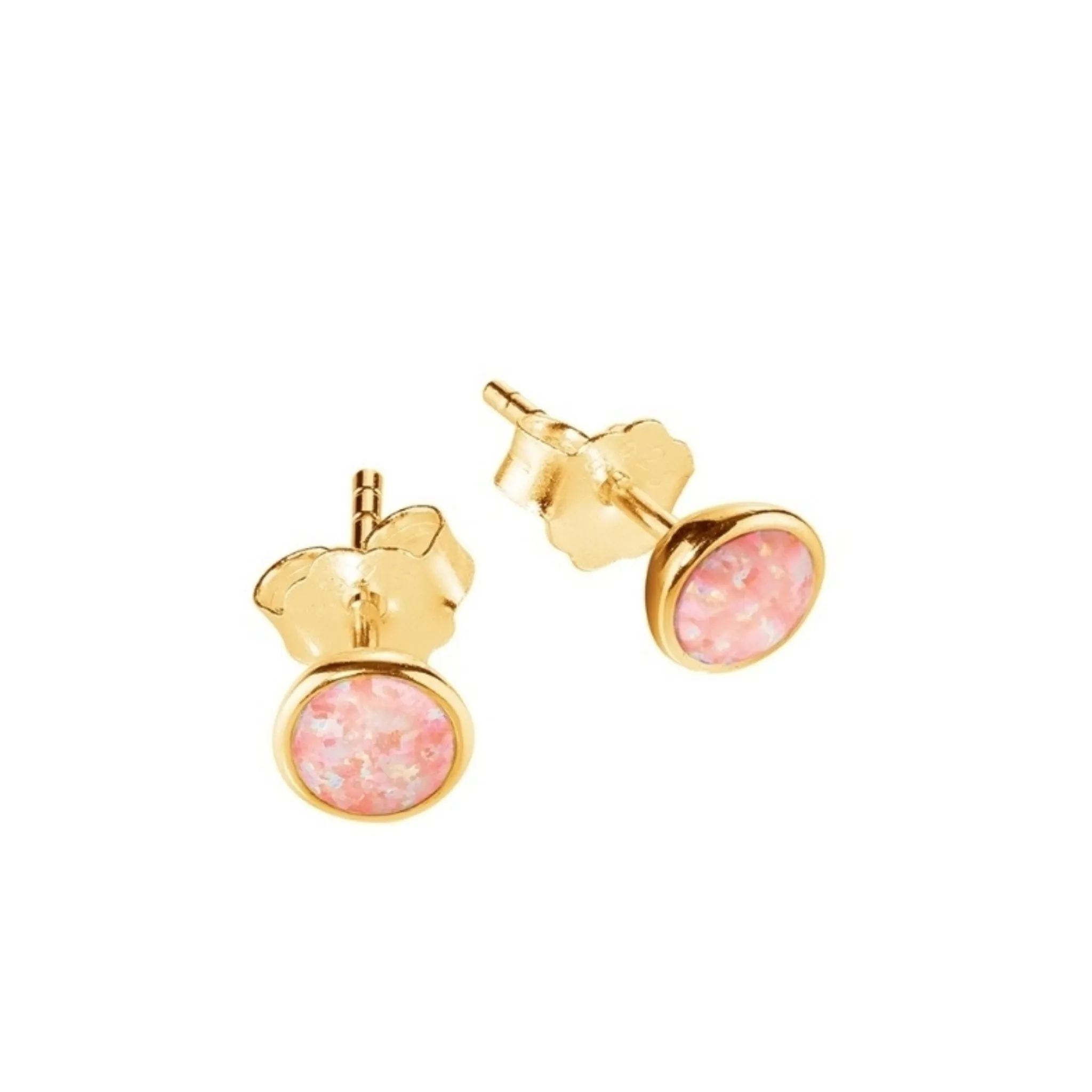 Opal look stud earrings Pink in Gold