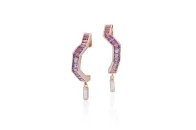 Origami Ziggy Pink Sapphire Diamond Earrings