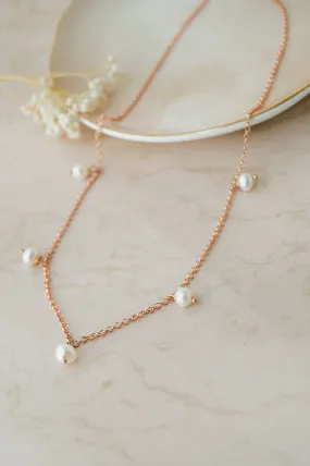 Pearl Charming Rose Gold Plated Sterling Silver Chain Necklace